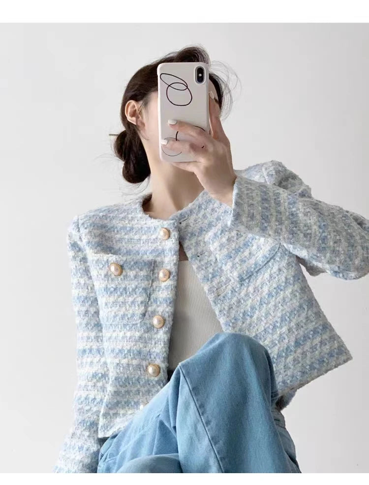 ITOOLIN Women's Tweed Short Cardigan Coat